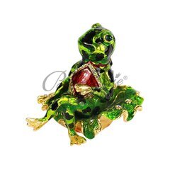 Шкатулка Сваровски жаба с ромбом на груди, сидящая на листе купить оптом в Симферополе, Крыму