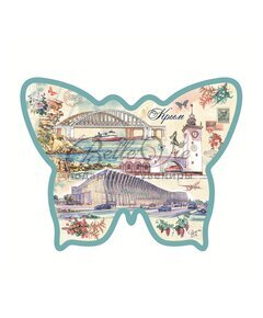 Панно декор.из керам.в форме бабочки 18*23 см Крым. Аэропорт, ж/д вокзал, мост купить в Симферополе