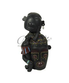 Копилка - африканец с маской бога богатства, высота 20 см (2 типа) купить оптом в Симферополе