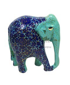 Слон голубой в синих цветах, 15 см из папье-маше купить оптом в Симферополе, Крыму