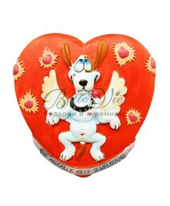Магнит валентинка собака с крыльями "Я от любви к тебе улетаю" купить в Симферополе