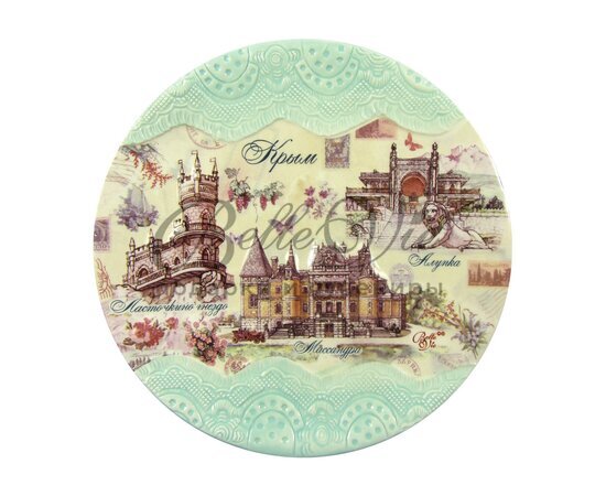 Тарелка из эмбосированной керамики Алупка, Массандра, Ласточкино гнездо купить оптом в Симферополе, Крыму