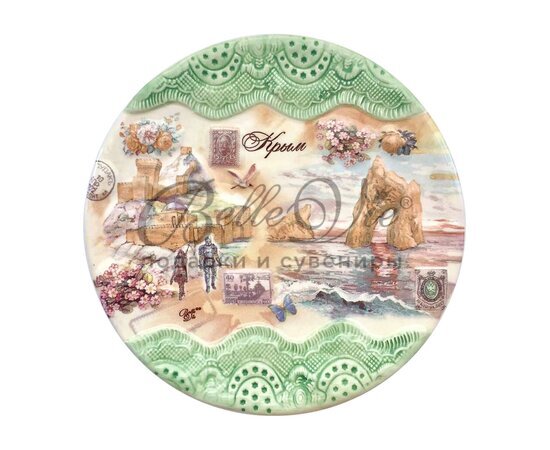Тарелка из эмбосированной керамики Судак, Коктебель купить оптом в Симферополе, Крыму