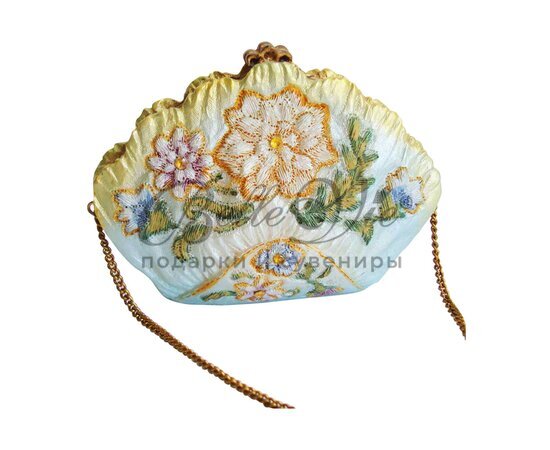 Ажурная светло голубая сумочка с цветочками и желтыми камешками купить оптом в Симферополе
