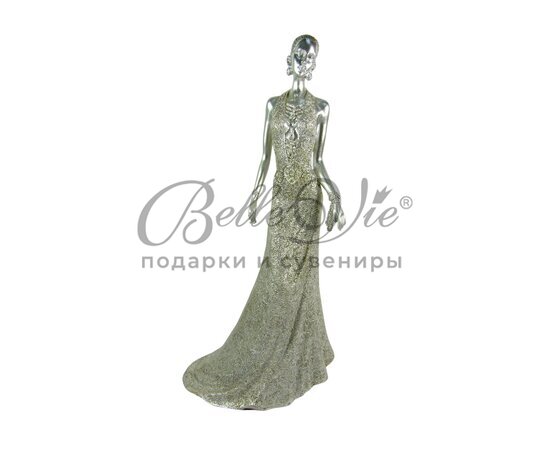 Статуэтка девушка ретро серебро в вечернем платье с золотыми цветами и камнями купить оптом в Крыму