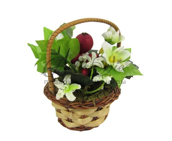 Круглая корзиночка с цветами, фруктами и овощами мал. купить оптом в Симферополе, Крыму