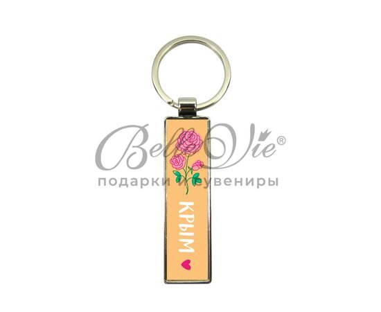 Брелок металлический прямоугольник Роза (персиковый цвет) купить в Симферополе, Крыму